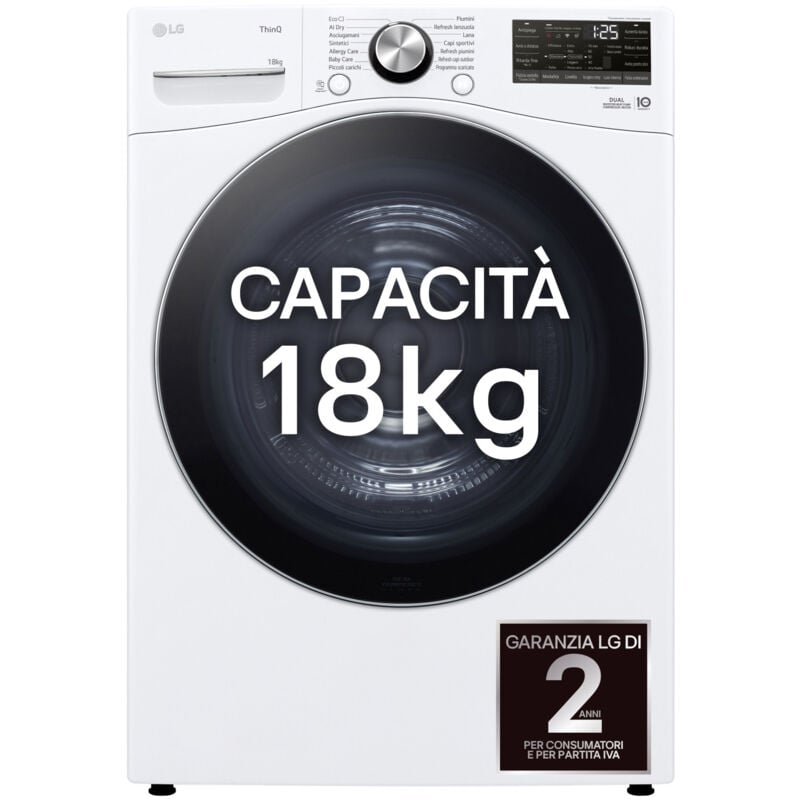 Image of LG Asciugatrice RH18U8AVCW 18kg Pompa di Calore DUAL Inverter A+++ Wi-Fi