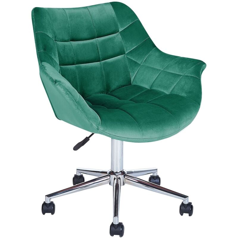 Beliani - légant Fauteuil de Bureau Pivotant à Hauteur Réglable en Velours Vert Labelle