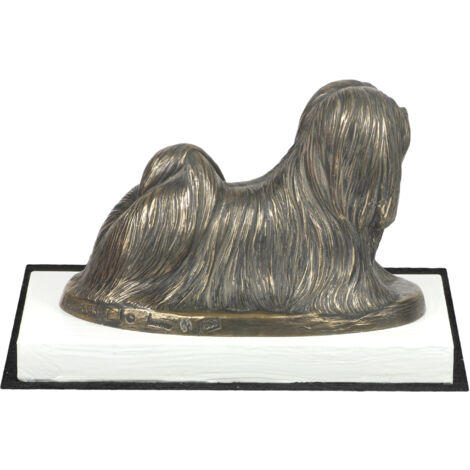 Lhasa Apso - Hundestatuette, Figur auf weißem Sockel, Trophäe für eine Hundeausstellung von Art-Dog