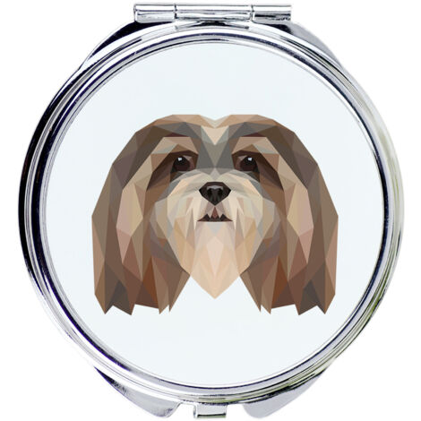 Lhasa Apso - specchio con foto e iscrizione geometrica di Art-Dog