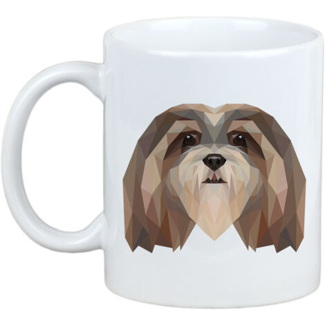 Lhassa Apso - Mug avec photo et inscription chien géométrique Art-Dog
