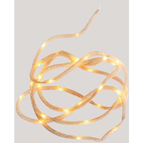 LIA Guirnalda de Luz Decorativa para Navidad. Hecha de Fibras Naturales. 440 cm de Largo y Luz LED Cálida. Hecha en España