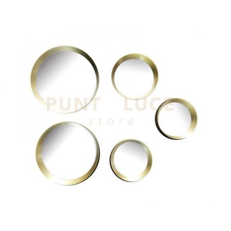 LIA SET 5 SPECCHI DIAMETRI ASSORTITI CON CORNICE PLASTICA ORO
