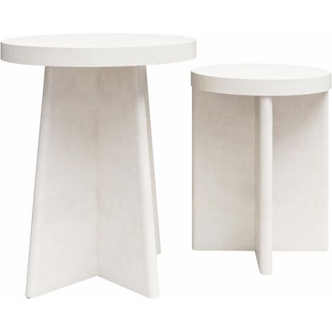 Liam-Set de table d’appoint de 2 en plâtre crème