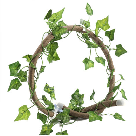 Liane flexible pour reptiles - Branche d'escalade jungle 3,28 pi - Ratan naturel avec feuilles de lierre - 1 pièce