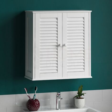 HOME DISCOUNT Liano 2 Door Bathroom Cabinet Wall Mounted Cupboard, White