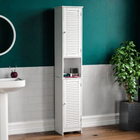 Bathroom tallboy deals white gloss