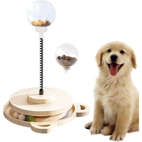 Liball à friandises pour chien - Balle en bois pour ralentir