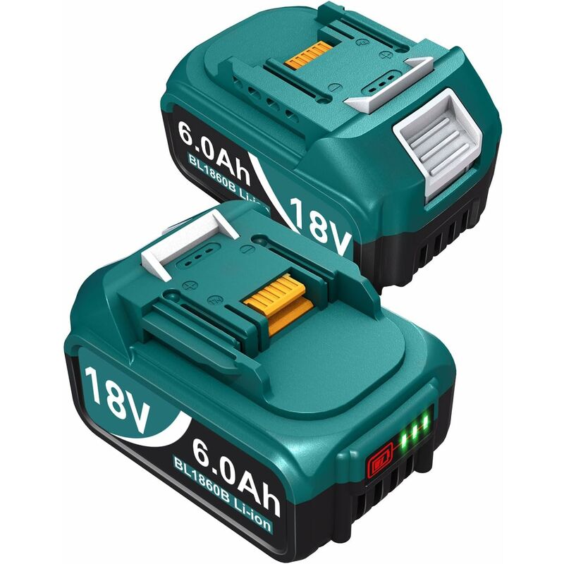 Libater 18V 6.0Ah Li-ION Batterie de Remplacement pour Makita 18V BL1860 BL1850 BL1840 BL1830 BL1820 BL1815 BL1820B BL1815B avec indicateur LED