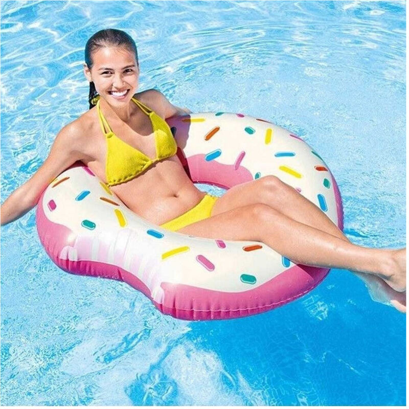 Trade Shop - Salvagente Ciambella Gonfiabile Stampa Donuts Mangiucchiata 107 Cm Mare Piscina -