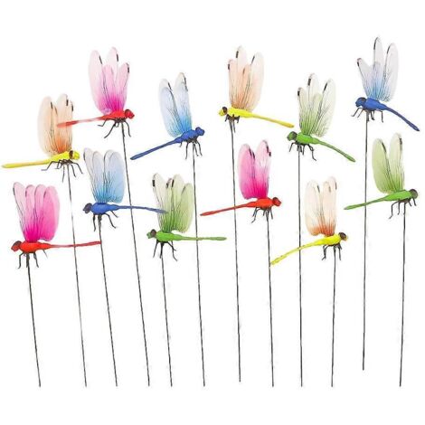 Libellules artificielles sur piquets, décoration de jardin et terrasse.