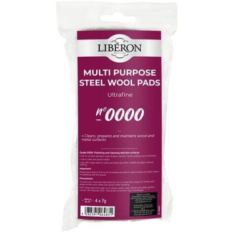 Liberon 126931 Steel Wool Grade 0000 Ultra Fine 4 x 7g LIBSW00007GN
