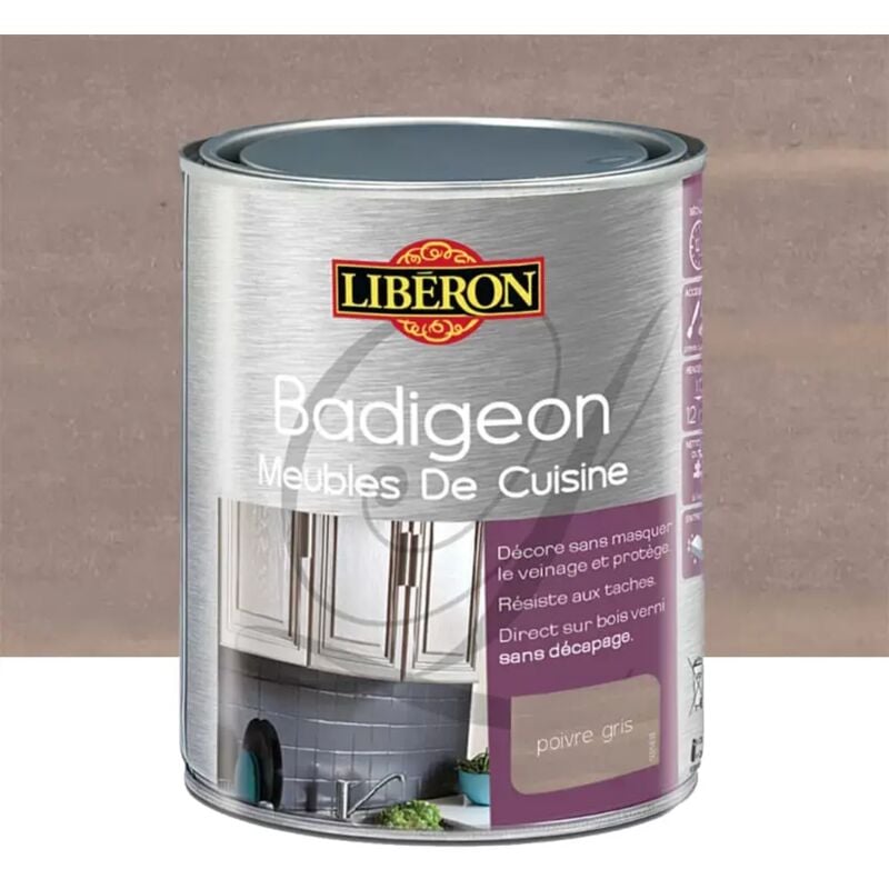 Liberon - Badigeon (Boisine) Meubles de cuisine Poivre gris 1 l