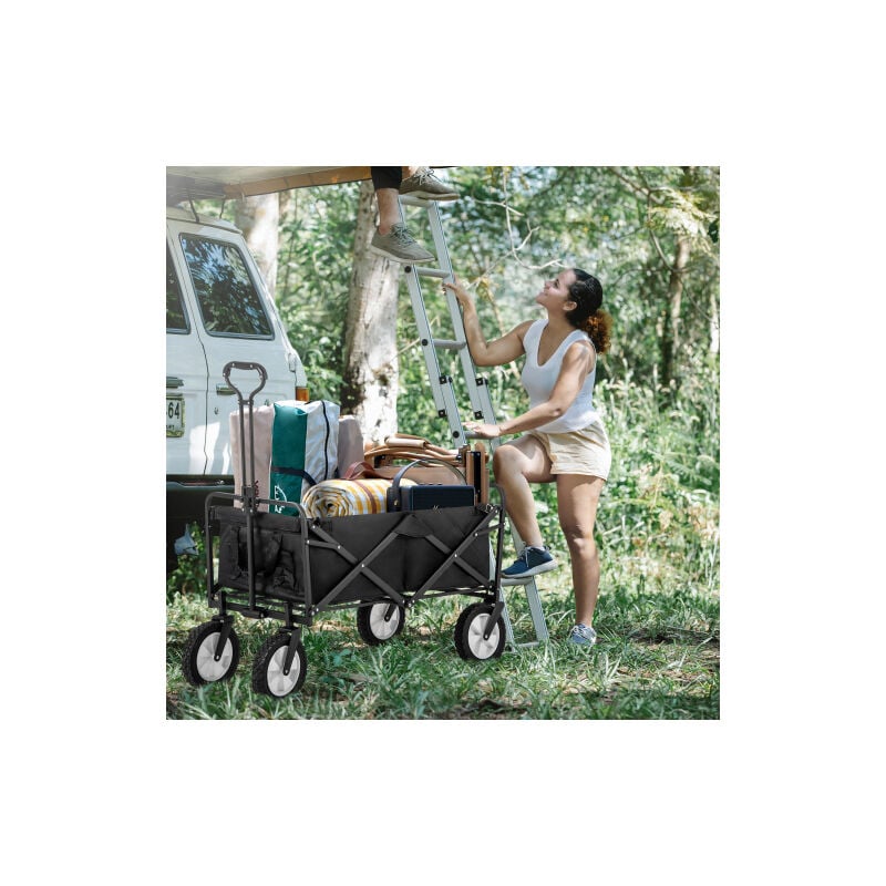 Chariot pliable tout terrain, chariot de jardin pliable, poignées réglables, rotation à 360° - Liberté