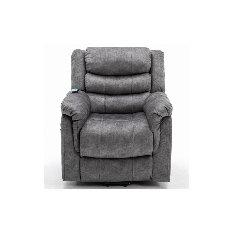 Liberté - Fauteuil relax inclinable de massage électrique avec chaleur et vibrations pour les personnes âgées, mécanisme d'inclinaison-Gris