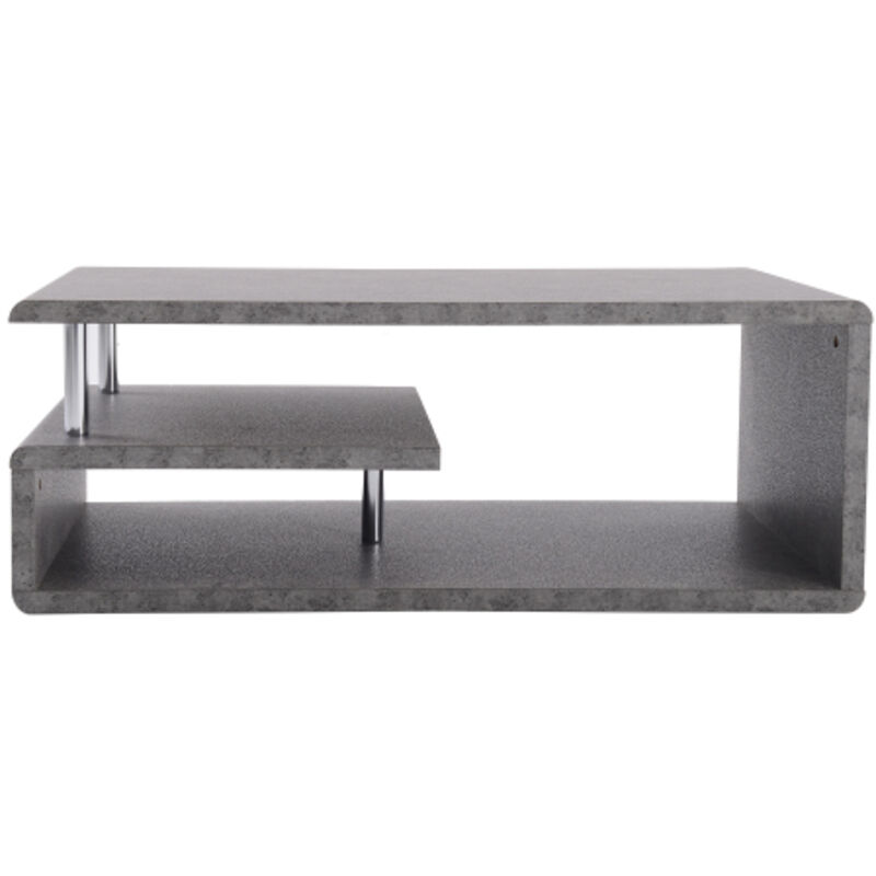 Table basse moderne, finition gris ciment, éclairage led, table canapé salon, bureau - Liberté