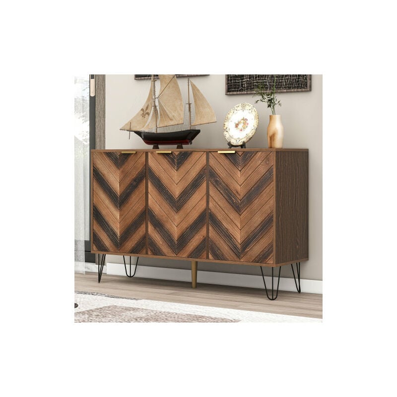 Buffet exclusif avec des détails élégants - Porte en placage bois massif, Commode sensation concave et convexe - Liberté