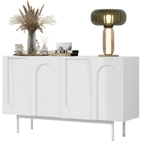 Liberté – Buffet moderne 140x42x80 cm – 4 portes en MDF et métal – Aménagement intérieur flexible – Design élégant pour salon et salle à manger