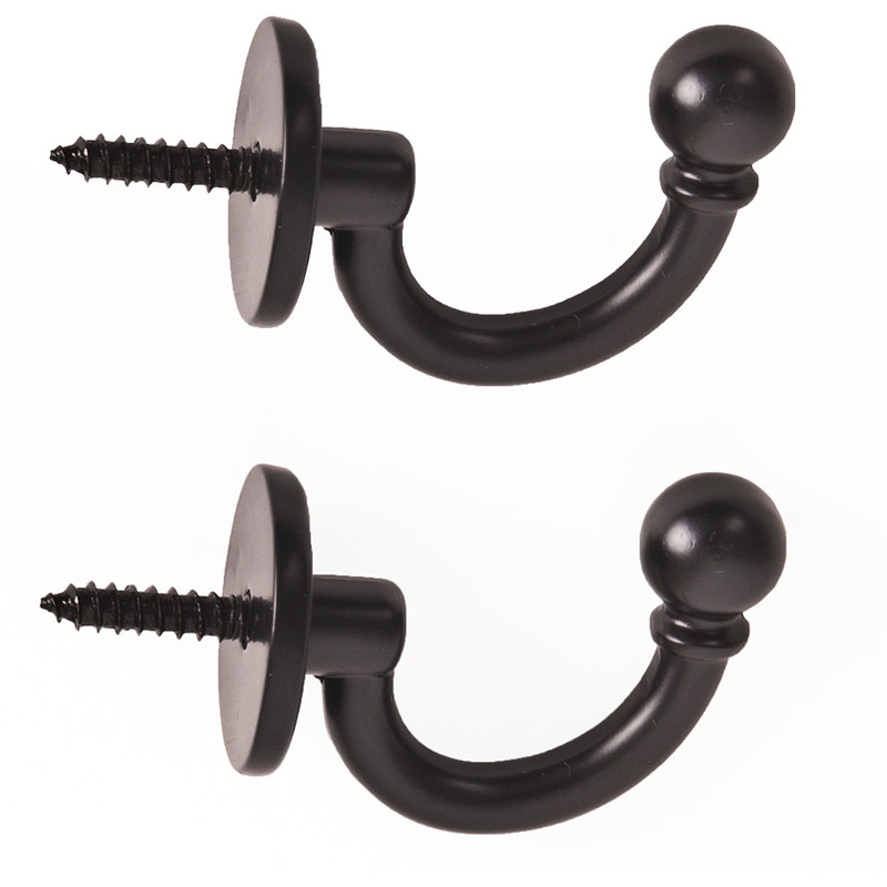 Solid Brass Ball End Screw-In Tie Back Hook Pack of 2