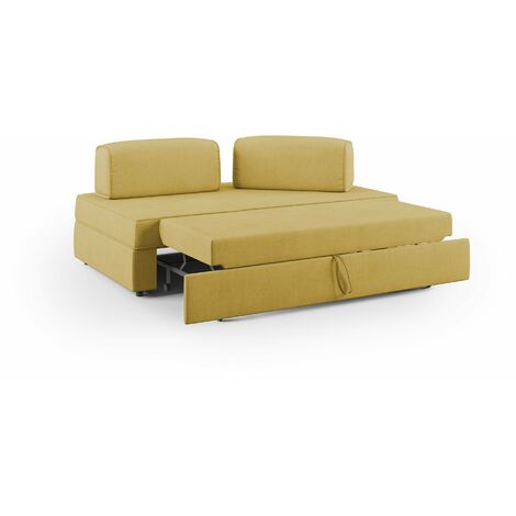 Liberty Divano senza pouf estraibile e schienali movibili in tessuto morbido impermeabile T02 160 cm giallo