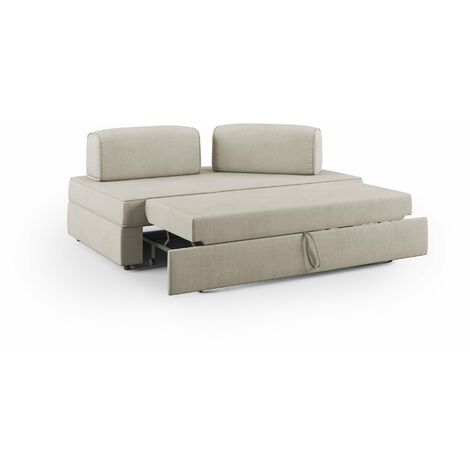 Liberty Divano senza pouf estraibile e schienali movibili in tessuto morbido impermeabile T02 160 cm panna