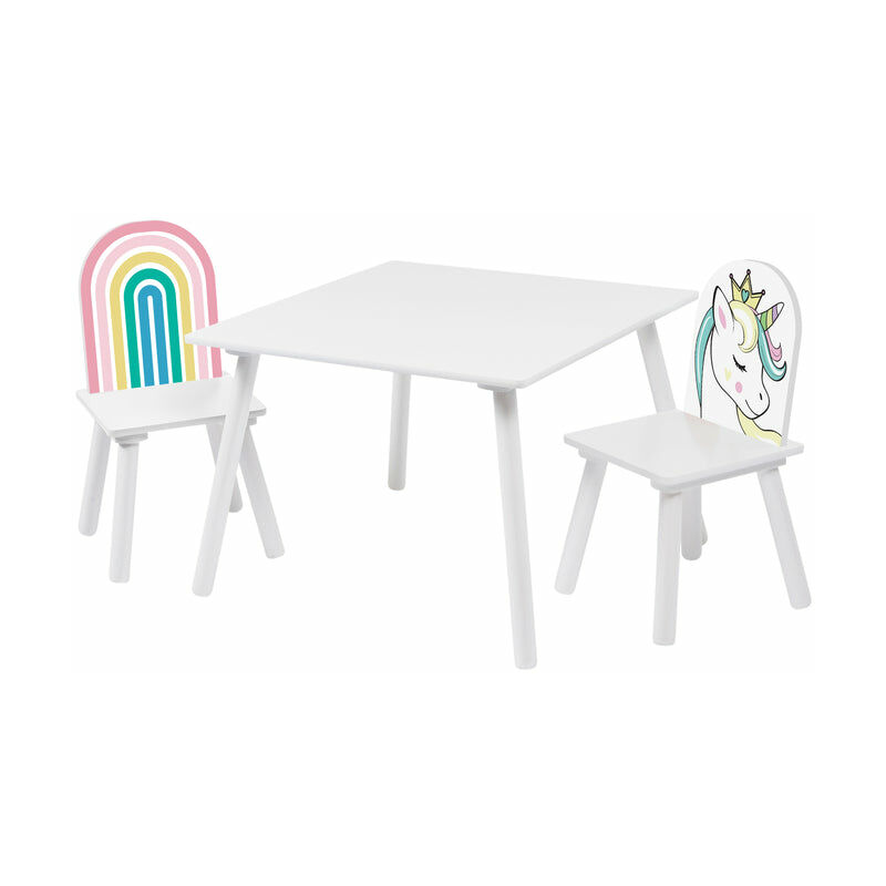 Liberty House Toys - Kids Unicorn Table and Chairs Set - White