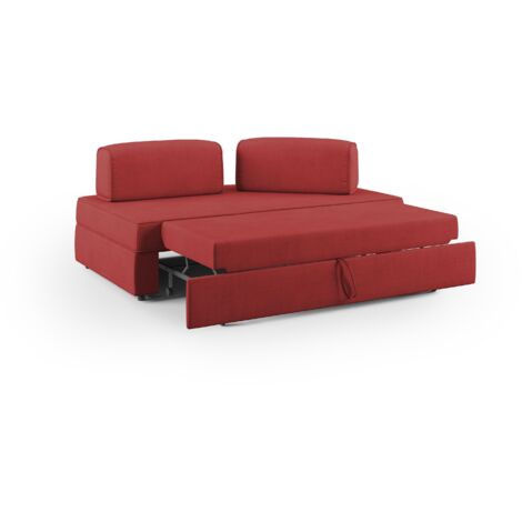 Liberty Sofá sin puff extraíble y respaldo desmontable en tela impermeable 160 cm Rojo