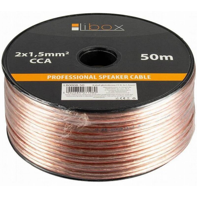 Cable haut-parleur 2x1,5mm cca hq 50 metres