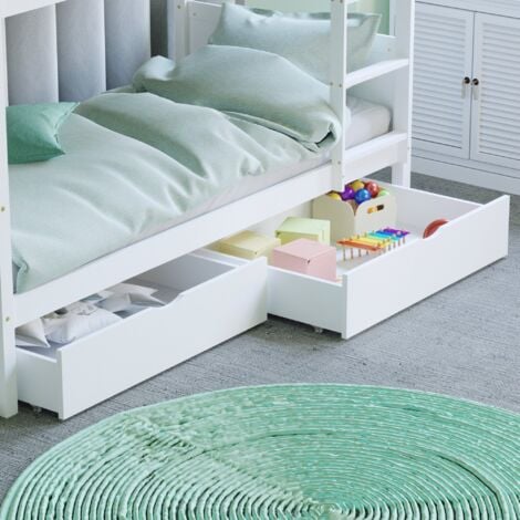 Libra 2 Piece Solid Pine Wood Underbed Drawers, White
