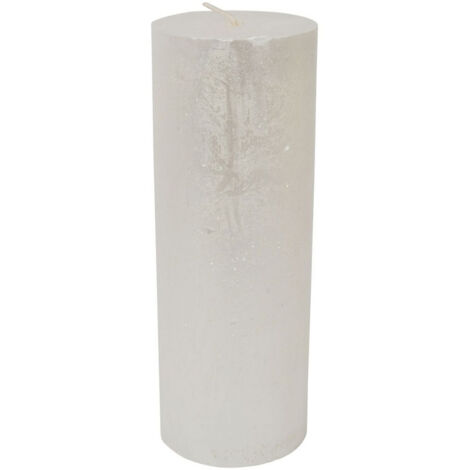 Libra Rustica Pillar Candle - Paraffin - L7 x W7 x H19 cm - Pearl/White