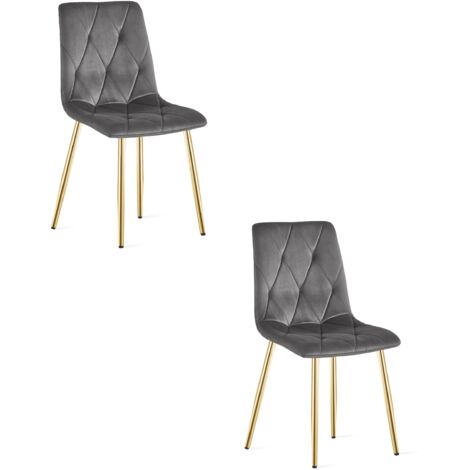 LIBRA Stuhl - dunkelgrauer Samt / goldene Beine x 2