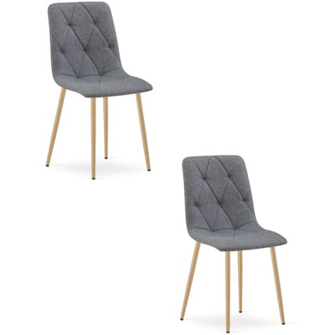LIBRA Stuhl - dunkelgrauer Stoff / Beine in Holzfarbe x 2