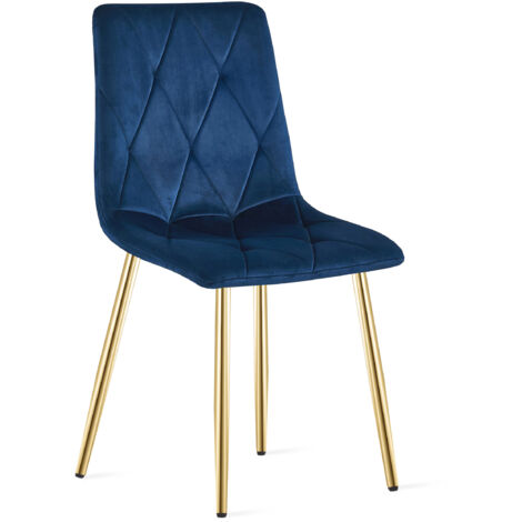 LIBRA Stuhl - marineblauer Samt / goldene Beine x 1