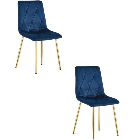 LIBRA Stuhl - marineblauer Samt / goldene Beine x 2