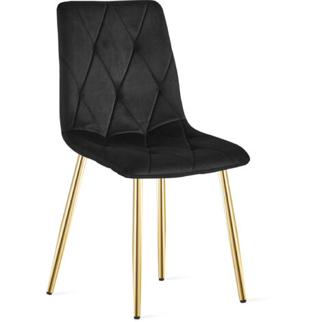 LIBRA Stuhl - schwarzer Samt / goldene Beine x 1