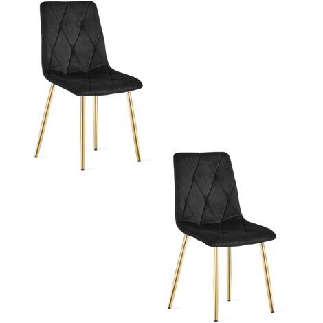 LIBRA Stuhl - schwarzer Samt / goldene Beine x 2