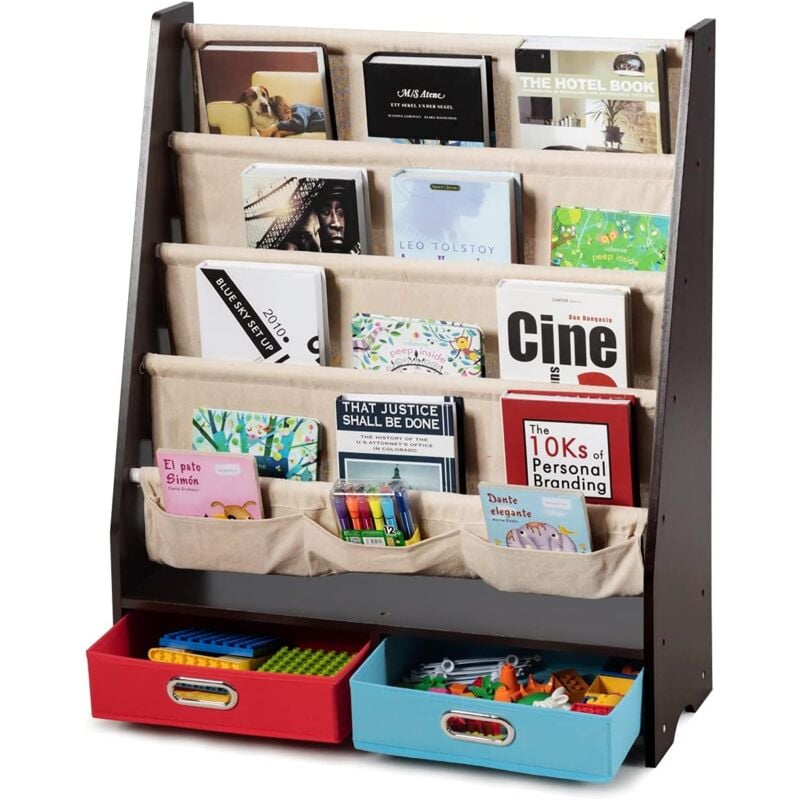

Librería para Niños Estantería con 2 Cajas de Almacenamiento Estantería para Habitación de Niños para Libros Organizador (Marrón)
