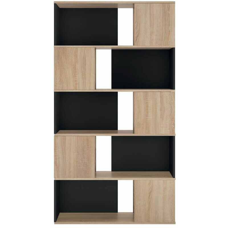 

Librería ROSSIO negro y roble natural, 97.8 x 33 x 180 - negro y roble natural