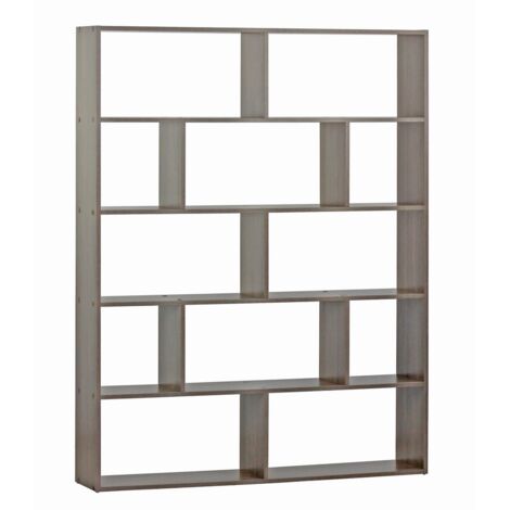 Libreria 12 Ripiani 124x160x24 cm in Legno MDF Rovere Scuro