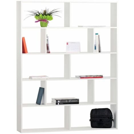 Libreria 12 Ripiani 124x160x24 cm in Legno Melaminico Bianco Opaco