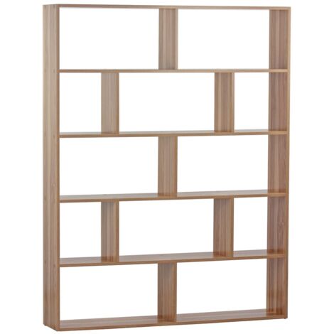 Libreria 12 Ripiani 124x160x24 cm in Legno Melaminico Naturale