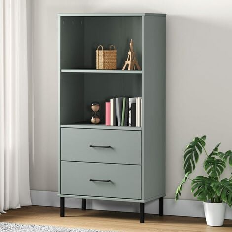 VidaXL Libreria con 2 Cassetti Bianco 60x35x180 cm Legno Massello OSLO