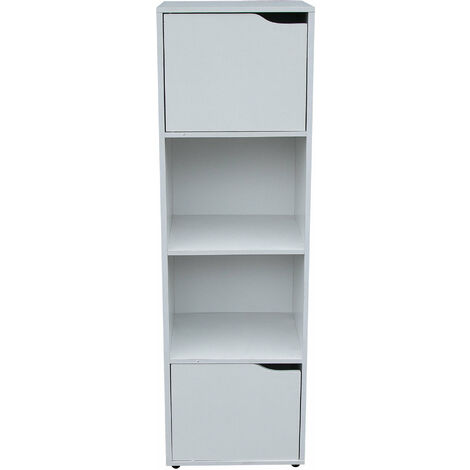 Libreria 2 Ripiani 2 Ante 30x29x120 cm in Legno Bianco