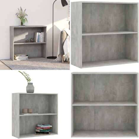 Libreria 2 Ripiani Grigio Cemento 80x30x76,5 Legno Multistrato - Libreria in legno multistrato - Libreria a due ripiani