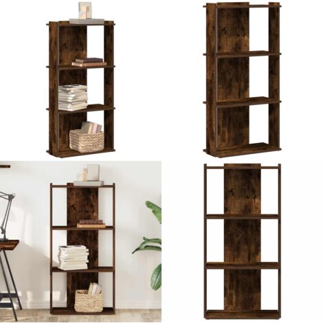 Librería 3 estantes madera ingeniería roble ahumado 60x30x120cm - Estantería de 3 niveles - Estantería de libros
