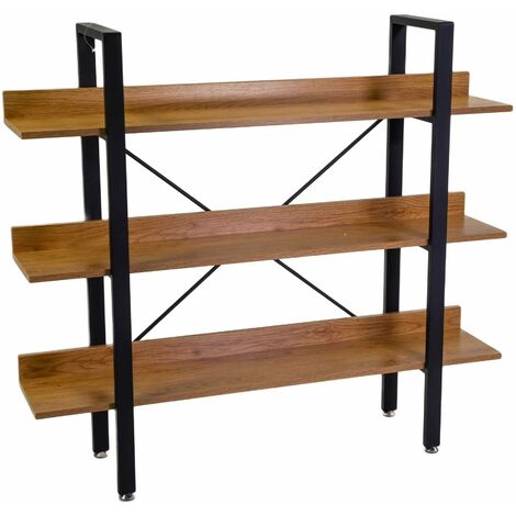 Libreria 3 ripiani 120x28xh108 cm in Metallo e Legno Achille Naturale
