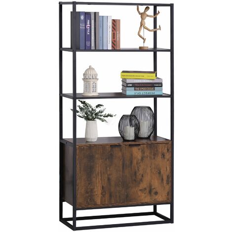 LEYAOYAO Libreria a 3 ripiani a forma di cubo, moderna libreria con gambe,  in legno, stile retrò, scaffale organizer autoportante, libreria aperta