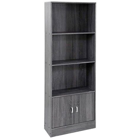 Libreria 3 ripiani 2 ante colre grigio 60x24xh.170 cm