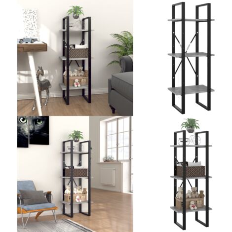 Libreria 3 Ripiani Grigio Cemento 40x30x105cm Legno Multistrato - Libreria industriale - Ripiani in legno