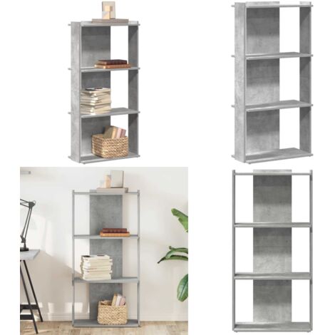 Libreria 3 Ripiani Grigio Cemento 60x30x120 cm Multistrato - Libreria per libri - Libreria in truciolato